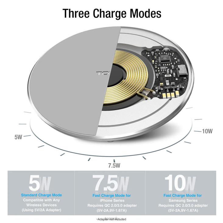 Matte Black TOZO W3 Wireless Charger 4BN6P122 Accessory
