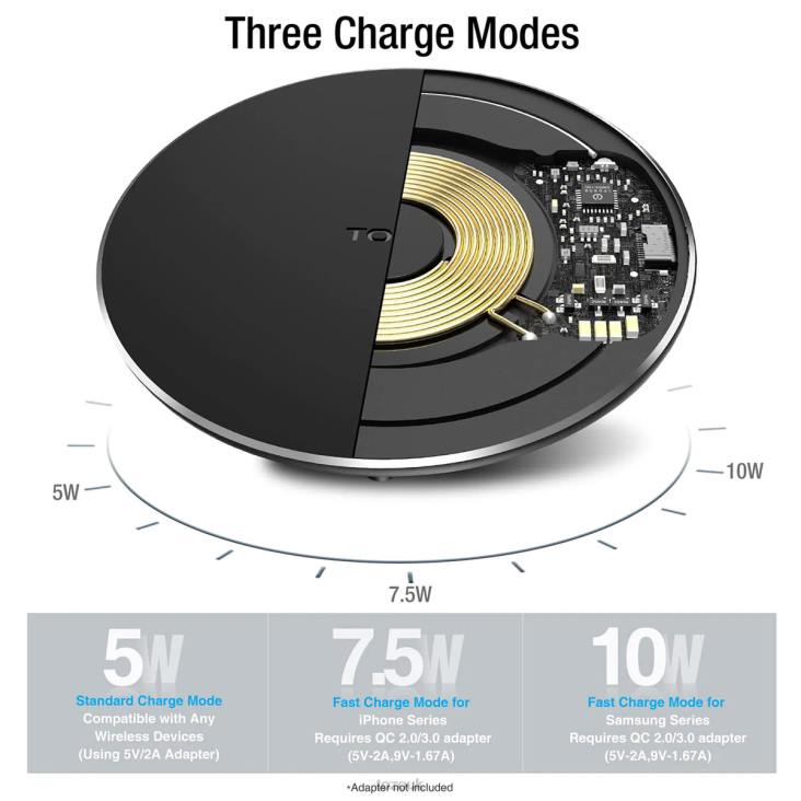Matte Black TOZO W3 Wireless Charger 4BN6P122 Accessory