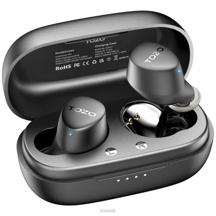 Black TOZO Agile Dots Wirelessâ€‚Earbuds 4BN6P59 Headphones