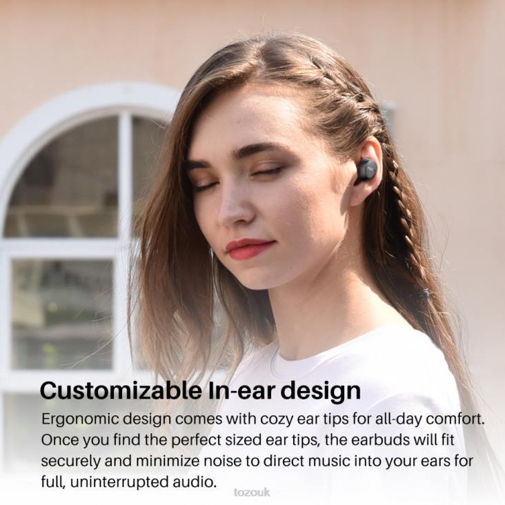 Black TOZO Agile Dots Wirelessâ€‚Earbuds 4BN6P59 Headphones