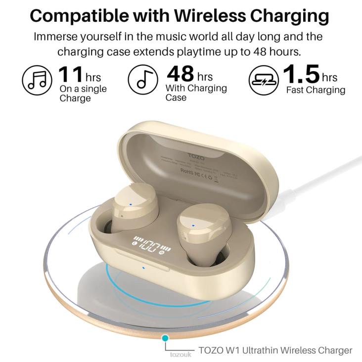 Champagne TOZO T12 4BN6P48 Headphones