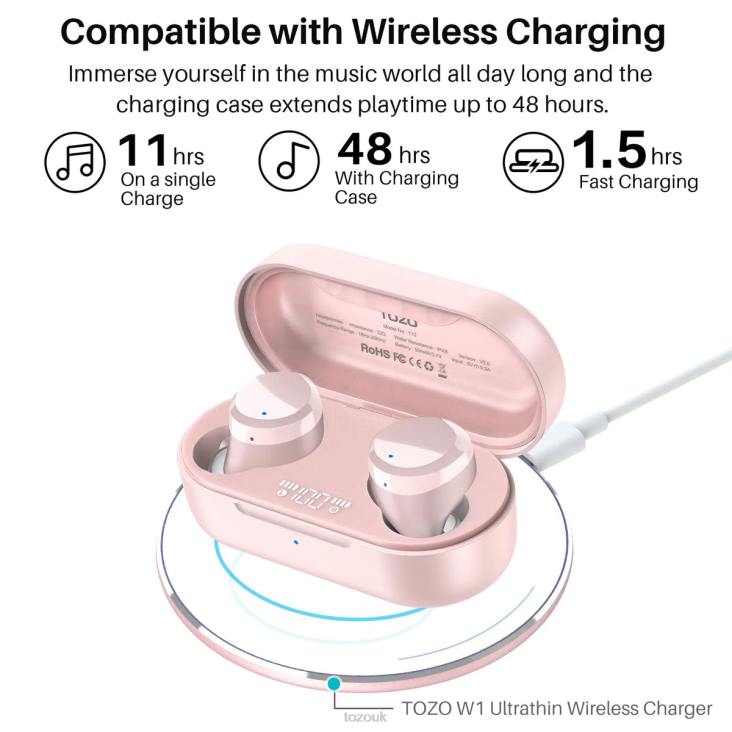 Rose Gold TOZO T12 4BN6P49 Headphones
