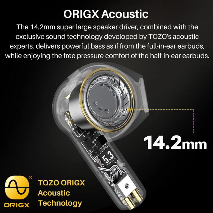White TOZO A3 4BN6P50 Headphones