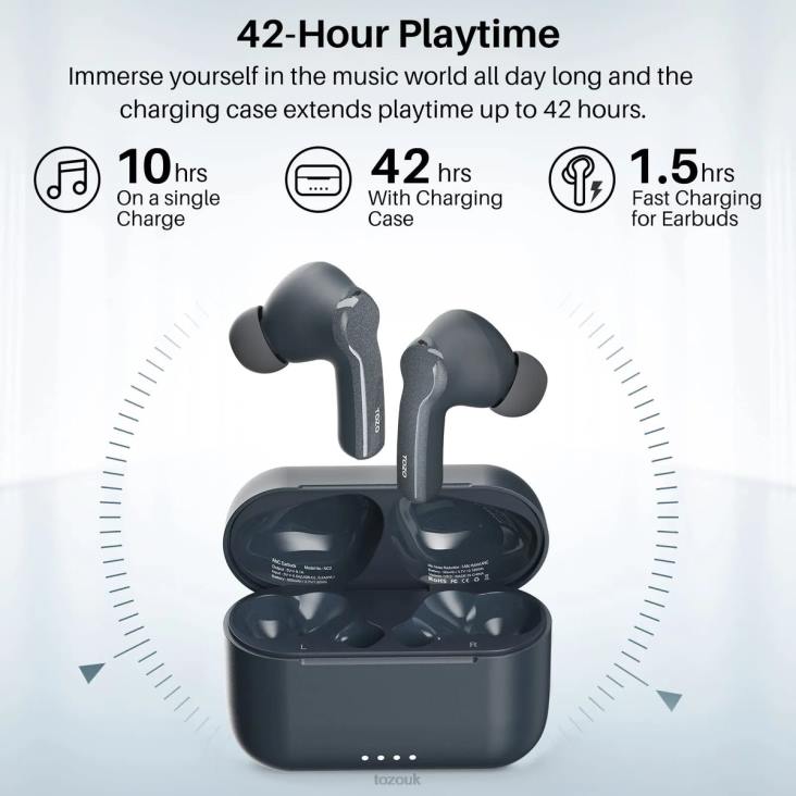 White TOZO NC2 4BN6P44 Headphones